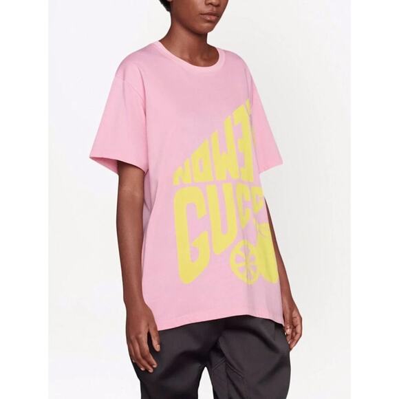NWT Gucci Lemon Gucci print T-shirt Size XXS Pink - Picture 2 of 16